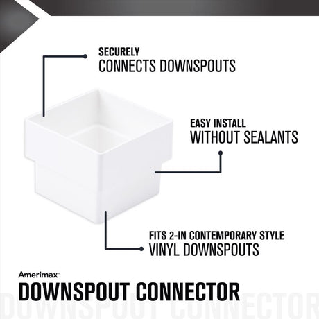 Amerimax 2.6 in. H X 2 in. W X 2 in. L White Vinyl U Downspout Connector, Pack of 10