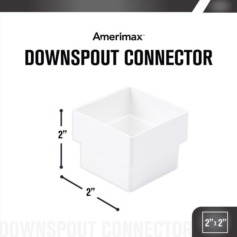 Amerimax 2.6 in. H X 2 in. W X 2 in. L White Vinyl U Downspout Connector, Pack of 10