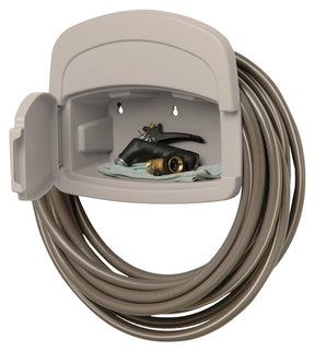 Suncast DHH150 Deluxe Hose Hanger, 5/8 in Hose, 150 ft, Resin, Light Taupe, Wall