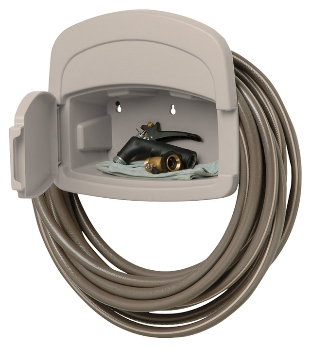 Suncast DHH150 Deluxe Hose Hanger, 5/8 in Hose, 150 ft, Resin, Light Taupe, Wall