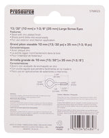 ProSource LR-206-PS Screw Eye, 3.3 mm Dia Wire, 4 mm Thread, 15/32 in L Thread, 1-3/8 in OAL, 57 lb Working Load, Steel