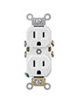 Leviton CBR15-W Duplex Outlet, 2 -Pole, 15 A, 125 VAC, Back, Side Wiring, NEMA: 5-15R, White