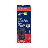 Leviton CBR20 Commercial-Grade Duplex Outlet, 2 -Pole, 20 A, 125 VAC, NEMA: NEMA 5-20R, Brown