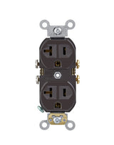 Leviton CBR20 Commercial-Grade Duplex Outlet, 2 -Pole, 20 A, 125 VAC, NEMA: NEMA 5-20R, Brown