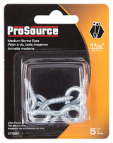 ProSource LR-217-PS Screw Eye, 4 mm Dia Wire, 5.1 mm Thread, 5/8 in L Thread, 1-9/16 in OAL, Steel, Zinc