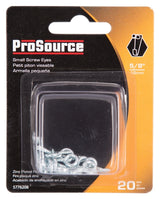 ProSource LR-236-PS Screw Eye, 2 mm Dia Wire, 2.5 mm Thread, 15/64 in L Thread, 5/8 in OAL, Steel, Zinc