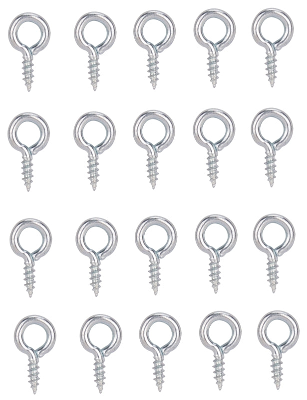 ProSource LR-236-PS Screw Eye, 2 mm Dia Wire, 2.5 mm Thread, 15/64 in L Thread, 5/8 in OAL, Steel, Zinc