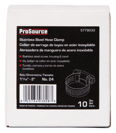 ProSource HCRSS24 Interlocked Hose Clamp, Stainless Steel, Stainless Steel, Pack of 10