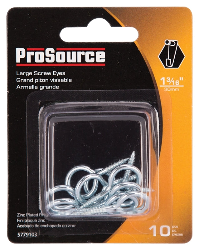 ProSource LR-209-PS Screw Eye, 2.5 mm Dia Wire, 3.2 mm Thread, 25/64 in L Thread, 1-3/16 in OAL, Steel, Zinc