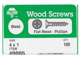 HILLMAN No. 4 X 1 in. L Phillips Zinc-Plated Coarse Wood Screws 100 pk