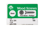 HILLMAN No. 10 X 3/4 in. L Phillips Zinc-Plated Coarse Wood Screws 100 pk
