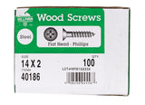 HILLMAN No. 14 X 2 in. L Phillips Zinc-Plated Coarse Wood Screws 100 pk