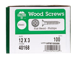 HILLMAN No. 12 X 3 in. L Phillips Zinc-Plated Coarse Wood Screws 100 pk