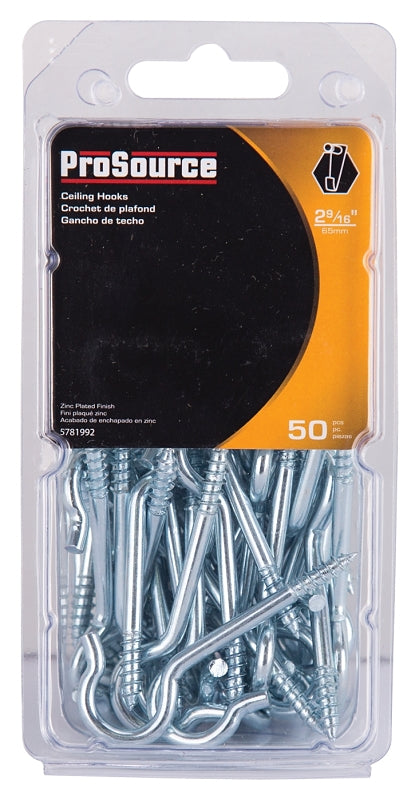 ProSource LR-314-PS Ceiling Hook, 25 lb Working Load, Steel, Silver, Zinc