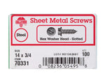 HILLMAN No. 14 X 3/4 in. L Slotted Hex Washer Head Sheet Metal Screws 100 pk