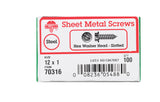 HILLMAN No. 12 X 1 in. L Slotted Hex Washer Head Sheet Metal Screws 100 pk