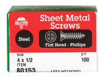HILLMAN No. 4 X 1/2 in. L Phillips Flat Head Sheet Metal Screws 100 pk