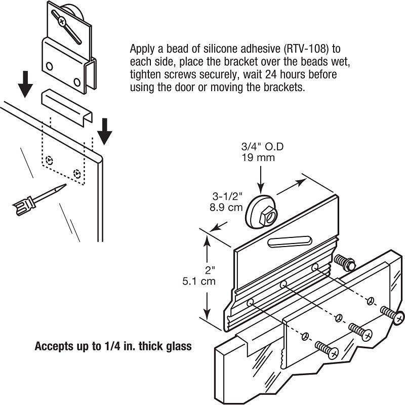 Prime-Line M 6053 Top Bracket Roller Assembly, Round, Chrome-Plated, For: Frameless Shower Doors