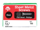 HILLMAN No. 8 X 1 in. L Phillips Flat Head Sheet Metal Screws 100 pk