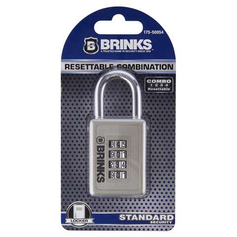 Brinks 2-1/8 in. H X 1-5/8 in. W X 3/4 in. L Die-Cast Zinc 4-Dial Combination Padlock