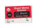 HILLMAN No. 8 X 1-1/4 in. L Phillips Flat Head Sheet Metal Screws 100 pk