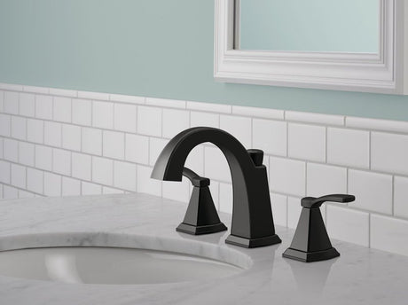 Delta Flynn Series 35768LF-BL Widespread Bathroom Faucet, 1.2 gpm, 2-Handle, 3-Faucet Hole, Matte Black