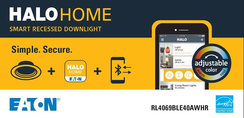 Halo RL4 Series RL4069BLE40AWHR Downlight, 8 W, 120 to 277 V, LED Lamp, Aluminum, Matte White Baffle, Pack of 4