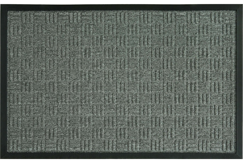Fanmats 58775 Floor Mat, 30 in L, 18 in W, Parquet Pattern, Olefin Surface, Gray