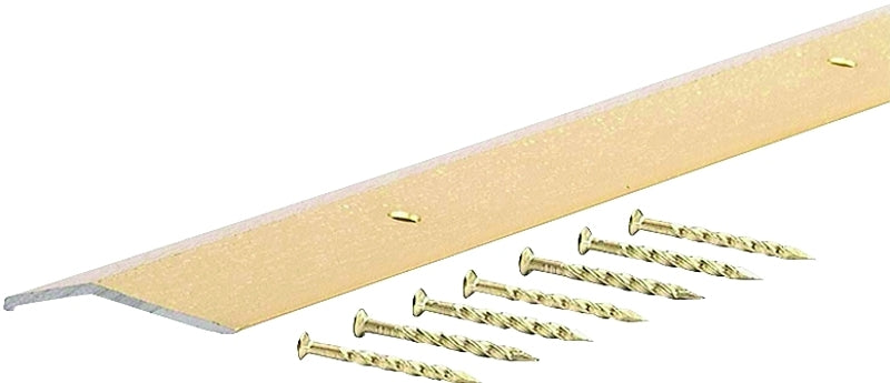 M-D 79079 Carpet Trim, 36 in L, 1.38 in W, Fluted Surface, Aluminum, Satin Brass