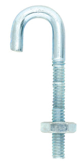 Hampton Medium Zinc-Plated Silver Zinc 0.625 in. L J-Bolt 110 lb 1 pk, Pack of 10