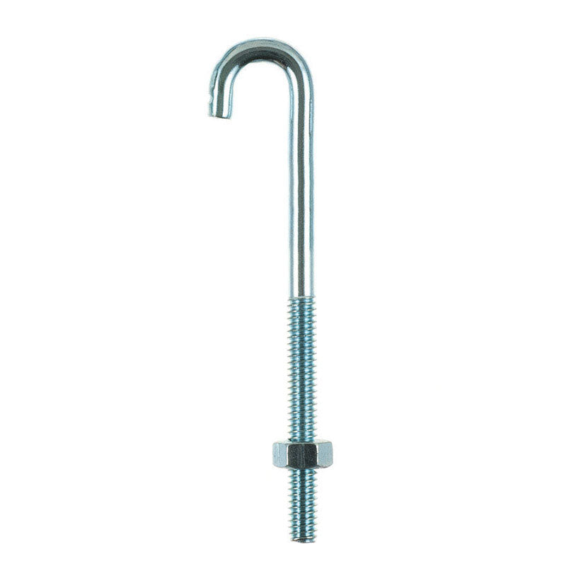 Hampton Small Zinc-Plated Silver Zinc 0.6875 in. L J-Bolt 125 lb 1 pk, Pack of 10