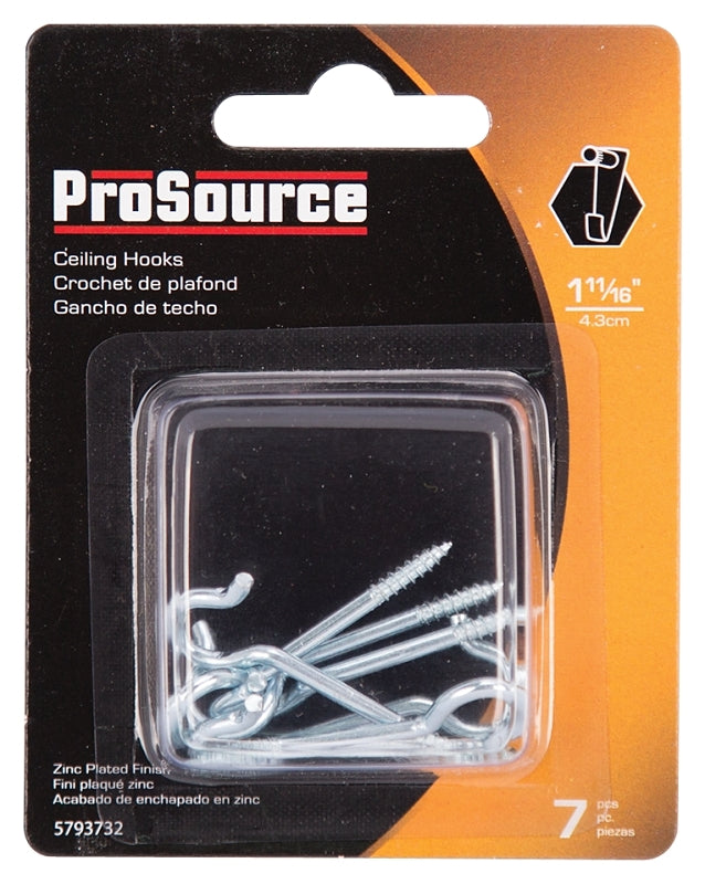 ProSource LR-307-PS Ceiling Hook, 10 lb Working Load, Steel, Silver, Zinc