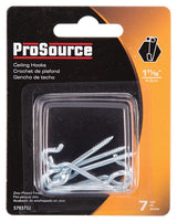 ProSource LR-307-PS Ceiling Hook, 10 lb Working Load, Steel, Silver, Zinc
