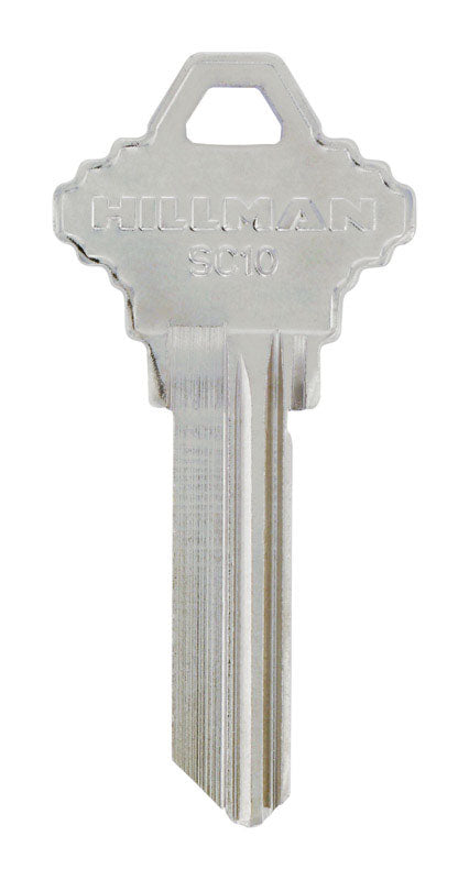 HILLMAN Traditional Silver House/Office Key Blank 125 SC10 Single For Schlage Locks, Pack of 4
