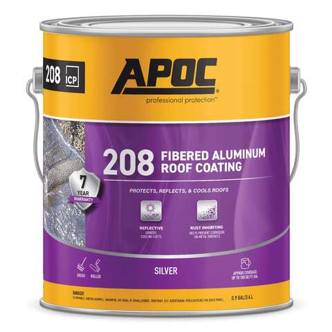 APOC High-Gloss Silver Fibered Aluminum Roof Coating 1 gal, Pack of 4