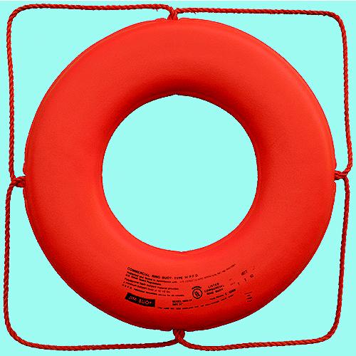 Jim-Buoy Closed Cell Foam U.S.C.G. Approved Life Ring With Rope Molded Into Core