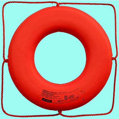 Jim-Buoy Closed Cell Foam U.S.C.G. Approved Life Ring With Rope Molded Into Core