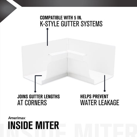 Amerimax 3.5 in. H X 3.75 in. W X 7.5 in. L White Aluminum K Inside Miter, Pack of 16