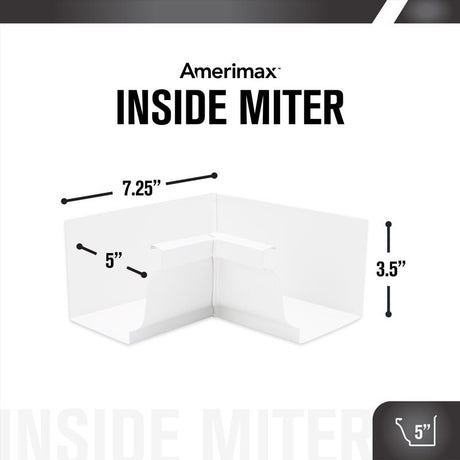 Amerimax 3.5 in. H X 3.75 in. W X 7.5 in. L White Aluminum K Inside Miter, Pack of 16