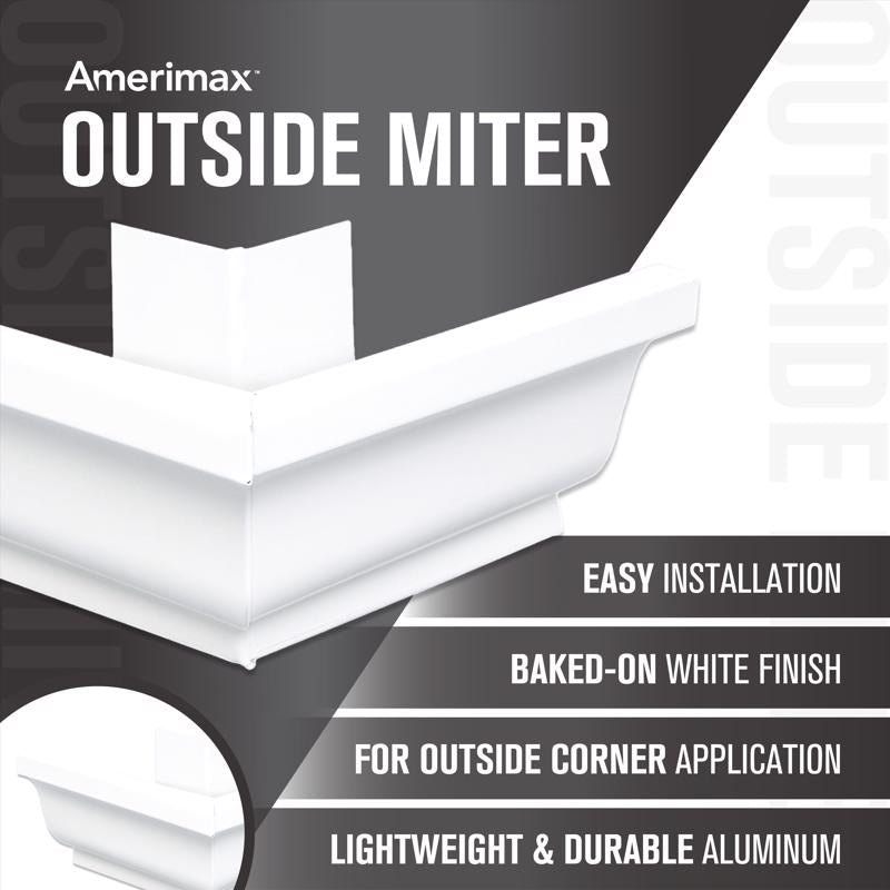 Amerimax 5 in. W X 7.25 in. L White Aluminum K Outside Miter, Pack of 16