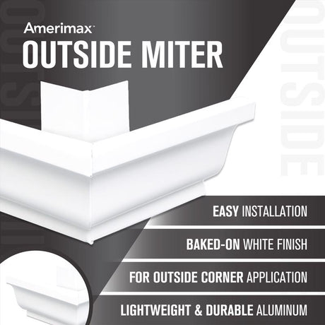 Amerimax 5 in. W X 7.25 in. L White Aluminum K Outside Miter, Pack of 16