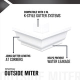 Amerimax 5 in. W X 7.25 in. L White Aluminum K Outside Miter, Pack of 16
