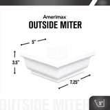 Amerimax 5 in. W X 7.25 in. L White Aluminum K Outside Miter, Pack of 16