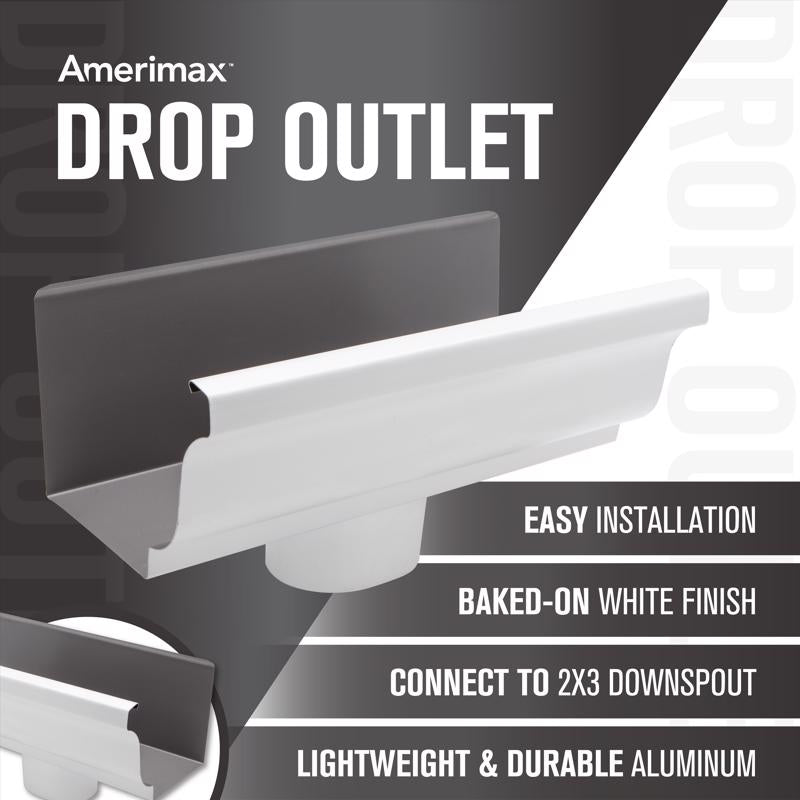 Amerimax 3.5 in. H X 5 in. W X 10 in. L White Aluminum K End w/Drop