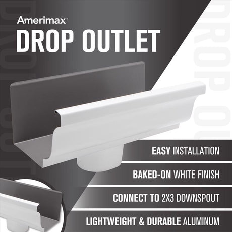 Amerimax 3.5 in. H X 5 in. W X 10 in. L White Aluminum K End w/Drop