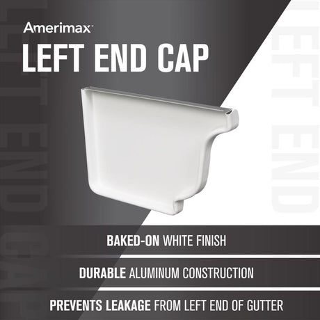 Amerimax 3.5 in. H X 5 in. W X 0.5 in. L White Aluminum K Left End Cap, Pack of 15