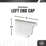 Amerimax 3.5 in. H X 5 in. W X 0.5 in. L White Aluminum K Left End Cap, Pack of 15