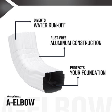 Amerimax 2 in. H X 3 in. W X 17 in. L White Aluminum A Gutter Elbow