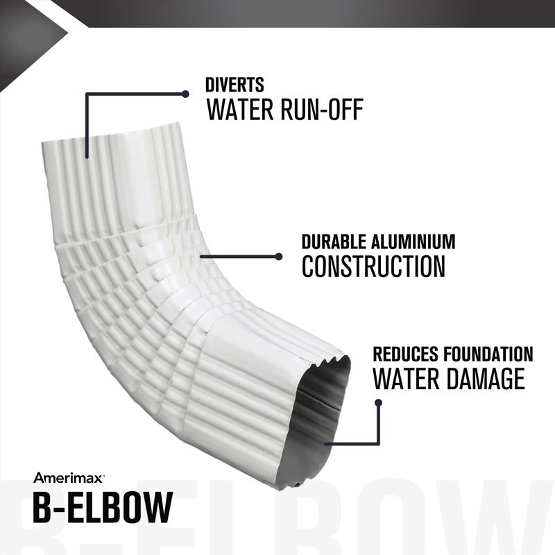 Amerimax 2 in. H X 3 in. W X 17 in. L White Aluminum B Gutter Elbow