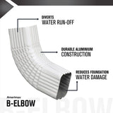 Amerimax 2 in. H X 3 in. W X 17 in. L White Aluminum B Gutter Elbow